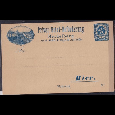 Privatpost, Heidelberg von G. Arnold. 1886, ungebraucht