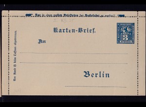Privatpost, Packetfahrtkarte, Berlin, Kartenbrief Mi.-Nr KB 35, ungebraucht