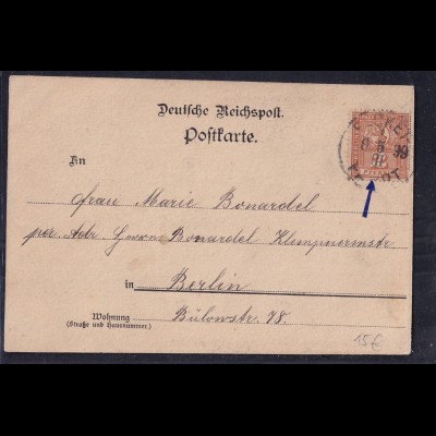 Privatpost, Packetfahrtkarte Berlin1899 , EF. Mi.-Nr. 54