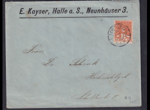 Privatpost, E.Kayser, Halle a.S, EF. Mi.-Nr. 13 .