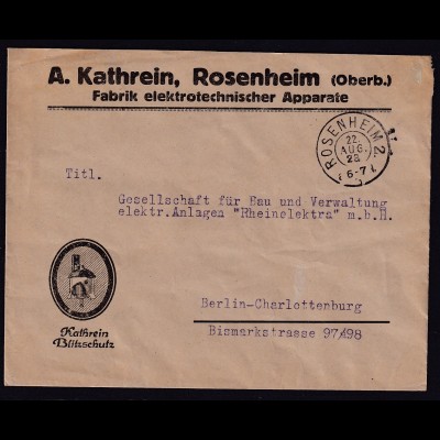 DR. Reklame-Brief, Fabrik elektrotechnischer Apparate, A.Katherin, Rosenheim. 
