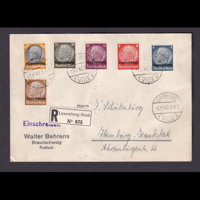 Dt. Besetzung 2. Weltkrieg, Luxemburg, Mi.-Nr. 1-16 auf 3 R-Satz-Brief.