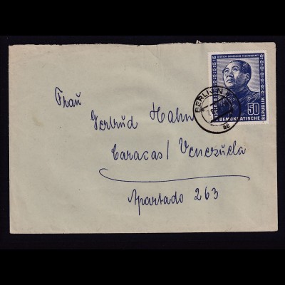 DDR - Auslandbrief nach Venezuela mit EF.Mi.-Nr. 288, sign. SchönherrBPP: