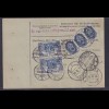 DR. Paketkarte von Elbefeld, mit Mi.-Nr. 87 I+2x 82, 3 x 41 y K, FA. Hovest