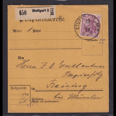 DR., Paketkarte mit EF. Mi.-Nr. 92 II a, sign. Jäschke-L.