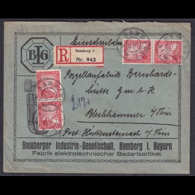 DR.Reklame-Brief,Bamberger Industrie-Gesell., mit Me.F. Mi.-Nr. 373,