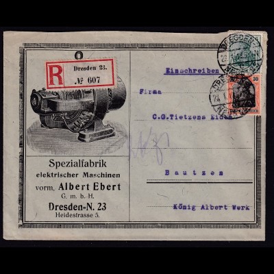 DR. Reklame-Brief, Spezialfabrik für elektr. Maschinen, Albert Ebert, Dresden.