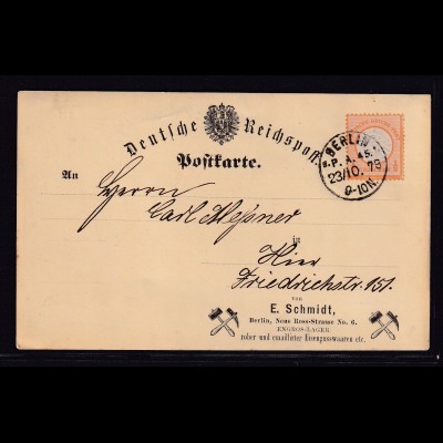 DR., Postkarte mit EF. Mi-Nr. 18 Berlin, Postkarte mit Zudruck.