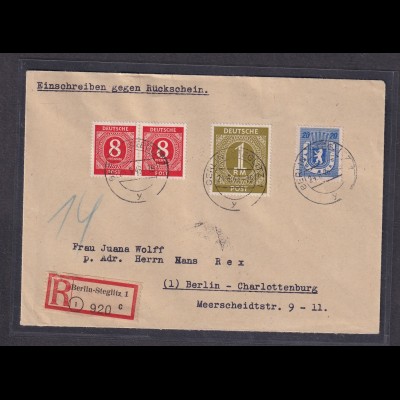 All.Besetzung, R-Orstbrief mit Rückschein Mi-Nr. 917(2), 937 Befund SchlegelBPP