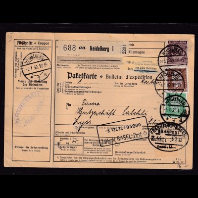DR.,Ausland-Paketkarte mit MiF, Mi.-Nr. 343, 422 u.a.
