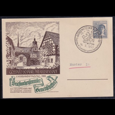 DDR/ SBZ, Sonderpostkarten 60 Jahre Phila. in Gössnitz, Papier sämisch