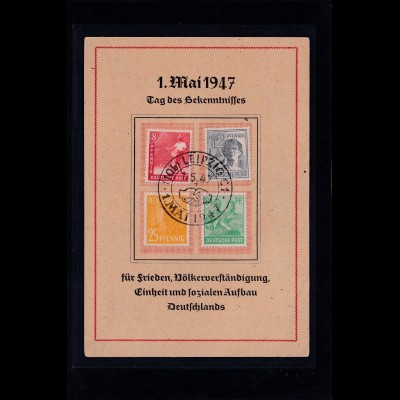 DDR/ SBZ, Sonderpostkarten Tag des Bekanntnisses 1 Mai 1947