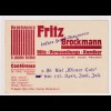 DR. Reklame-Karte," Fritz Brockmann " Komiker, Kiel