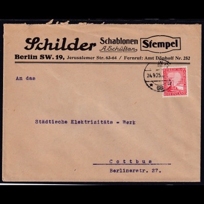 DR. Reklamebrief, "Schilder Schablonen" Berlin