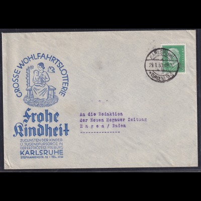 DR. Reklamebrief, " Katholische Wohlfahrts-Lotterie, Karlsruhe