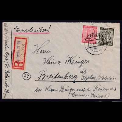 SBZ. West-Sachsen R-Fernbrief mit Mi.-Nr. 135 y und 132 x