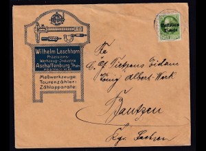 AD. Bayern, Reklame-Brief, Maßwerkzeuge Wilhelm Leschhorn Aschaffenburg am Main