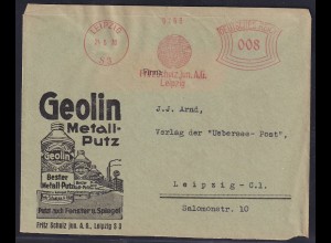 DR. Reklamebrief, Geolin Metall-Putz, Fritz Schulz jun. A.G. Leipzig 