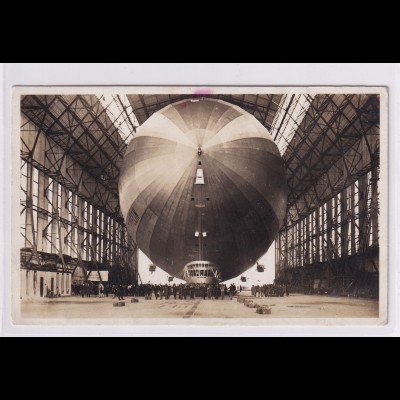 DR., Zeppelin-Karte "Einbringen in der Halle" gelaufen