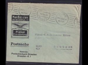 DR. Reklame-Brief, Plakat-Rahmen-Fabrik Max Bassler Dresden 