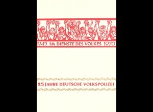 DDR - Gedenkblatt, 25 Jahre Deutsche Volkspolizei, A15-1970