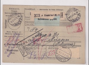 DR., Ausland-Paketkarte mit Gebühr bezahlt aus Frankfurt