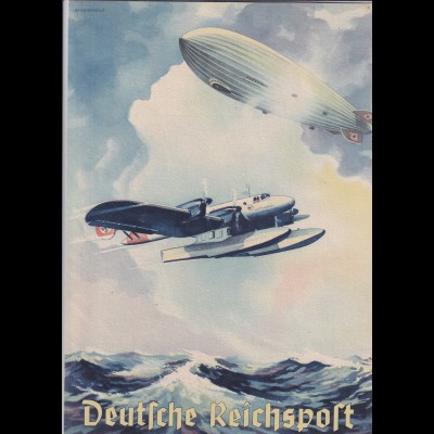 Dr. 1940 Schmuckblatt-Telegramm/Deutsche Reichspost/Luftfahrt ist not 1-2