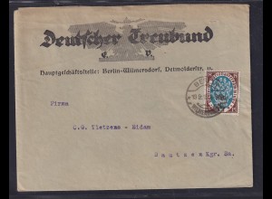 DR. Reklame-Brief, Deutscher Treubund Berlin mit EF. Mi.-Nr. 108
