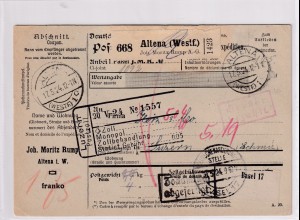 DR., Ausland-Paketkarte mit Gebühr bezahlt aus Altena/Selbstbucher