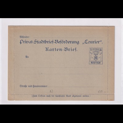 Privatpost, Courier-Rostock, 3,5 Pf. Karten-Brief ungebraucht