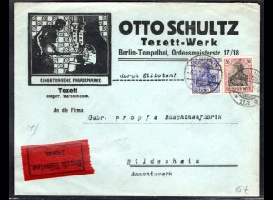 DR. Reklame-Brief, Tezett-Werk, Otto Schultz, Berlin.