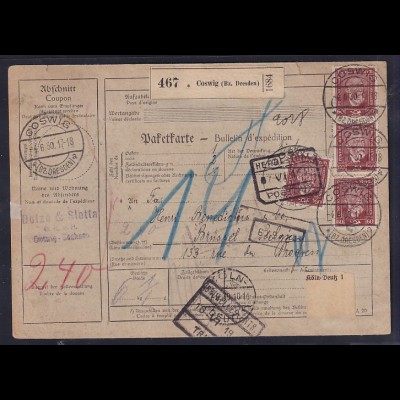 DR., Ausland-Paketkarte mit MeF. 362 x