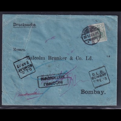 DR., Ausland-Drucksache mit EF: Mi.-Nr. 70 nach Bombay