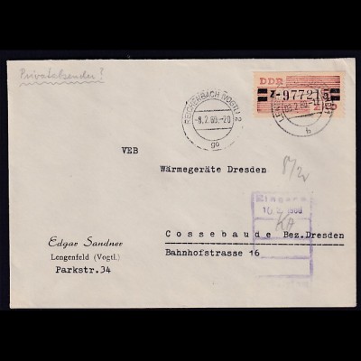DDR. ZKD-Brief, .EF. Mi.-Nr. Dienst-B 29 Z