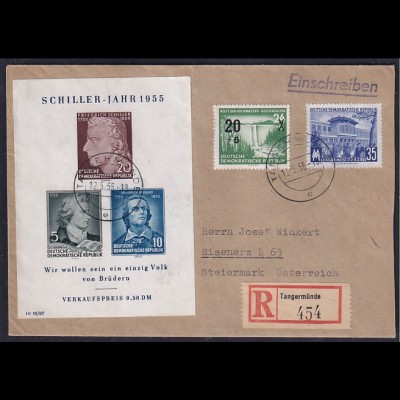 DDR.,Auslandsbrief, mit Mi.-Nr. 448,449 + Block 12