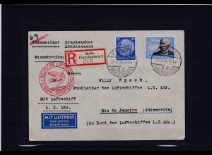 DR., R-Luftpostbrief mit Mi.-Nr. 539 y u.a. FA. Schlegel