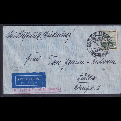 DR., Zeppelin-Brief, Nordamerika Fahrt mit EF. 607 