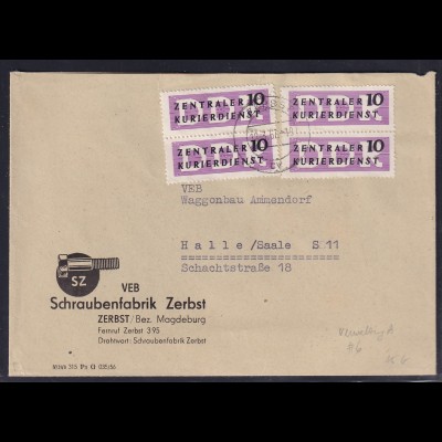 DDR. ZKD-Brief, Fernbrief mit MeF. Dient-B. Mi.-Nr. 6