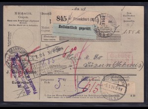 DR., Ausland-Paketkarte mit Gebühr bezahlt aus Frankfurt