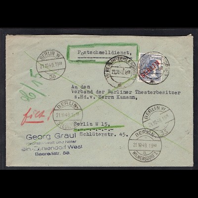 Berlin, Postschnelldienst mit EF. Mi.-Nr. 32, sign. SchlegelBPP: