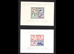 DR, XI. Olympische Spiele Berlin 1936, Mi.-Nr. Block 5 + 6, postfrisch.
