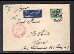 DR. Zeppelin-Brief Südamerikafahrt nach Brasil mit EF. Mi.-Nr. 535, Ak-St.