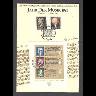 DDR - BRD - Gedenkblatt, Jahr der Musik 1985