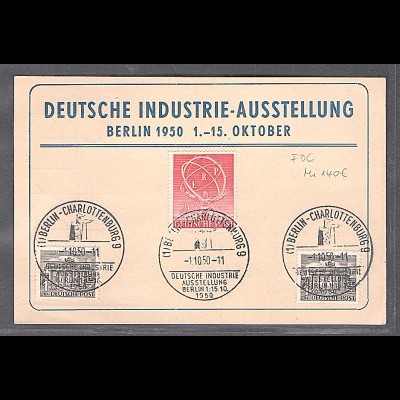 Berlin, Deutsche Industrie-Ausstellung Mi.-Nr. 71 auf Karte mit ESST/FDC