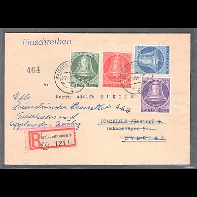 Berlin, R-Luftpost-Auslandbrief mit MiF.Mi.-Nr. 102-105