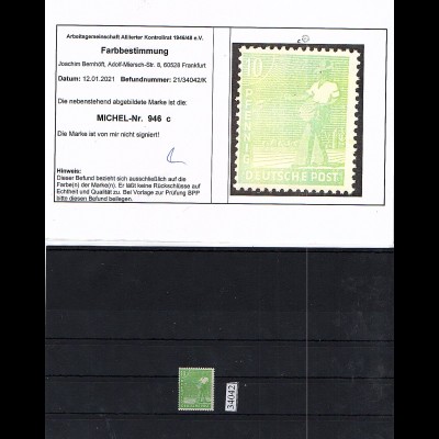 All. Besetzung, Mi, Nr. 946 c Postfrisch, Befund Bernhöft.