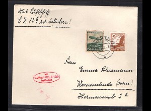 DR., Zeppelin-Brief, LZ 129 mit MiF. Mi.-Nr. 533 + 607