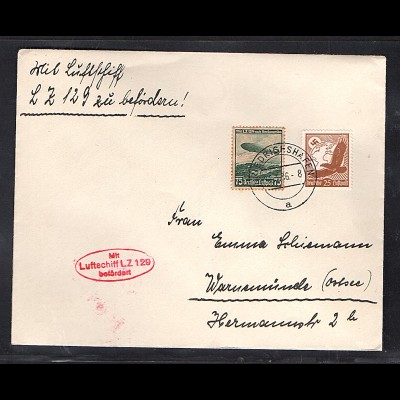 DR., Zeppelin-Brief, LZ 129 mit MiF. Mi.-Nr. 533 + 607