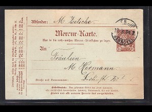 Privatpost, Mercur Hannover 2,5 Pf., Ganzsache 1896, gestempelt