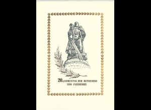 DDR - Gedenkblatt, Widerstandskampf der deutschen Jugend, A4 -1965 b in Bronze